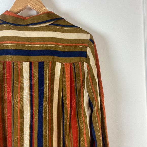 Mango stripe leaf print blouse - Size M - Picture 5 of 7